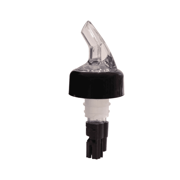 EcoQuality 0.625oz Black Measured Liquor Pourer with Collar - Portion Control Spout for Bottles, and Cocktail - For Bars, Lounges and Restaurants (4)