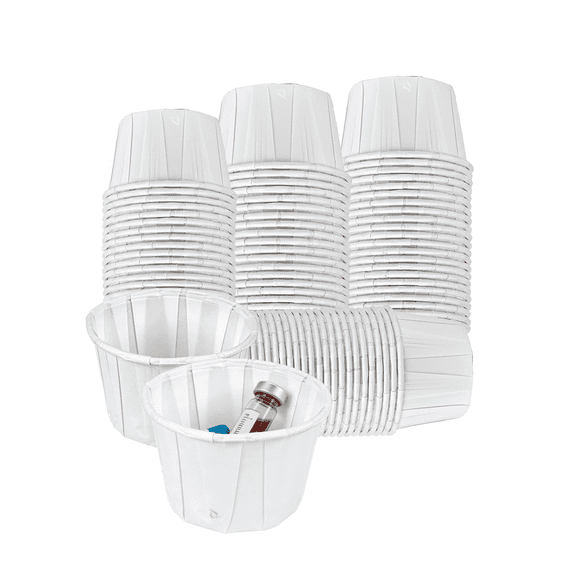 EcoQuality 0.75oz Disposable White Paper Medicine Cup with Rolled Rim - Medication Dispensing, Dose Prep, Sample Handling, Clinics, Pharmacies, Dental, and Lab Use (2000)