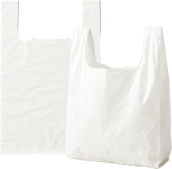 100pcs White Food Grade Transparent PE Plastic Shopping Bag / Vest