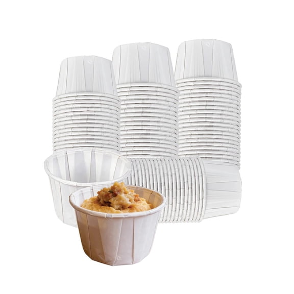 EcoQuality 1 oz Disposable White Paper Souffle Portion Cup with Rolled Rim - Condiments, Sauces, Samples Portion Control Cup - For Restaurants, Catering, Parties & Home Use (4000)