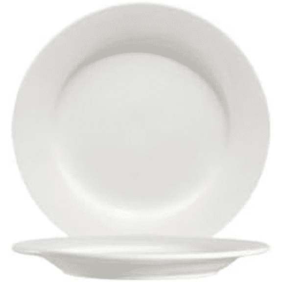 EcoQuality 10 1/4 Inch White Porcelain Rolled Edge Plate For Entrees, Lunch & Dinner Service Microwave, Dishwasher & Oven Safe For Restaurants, Hotels, Catering & Commercial Food Service (12)