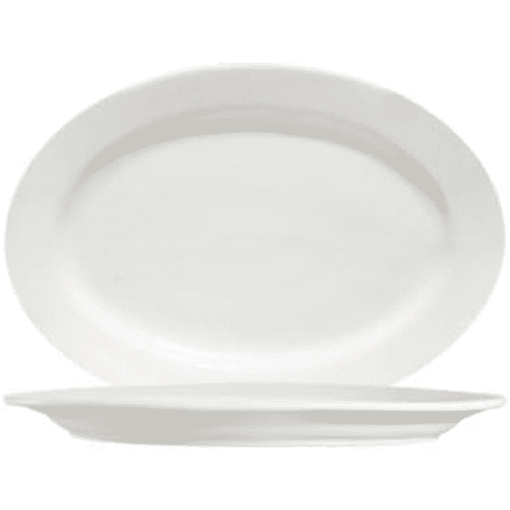 EcoQuality 10 1/4 Inches Oval Porcelain Platter For Entrees, Appetizers, and Shared Dishes Microwave, Oven Dishwasher Safe For Restaurants, Hotels, Catering, and Commercial Food Service (12)