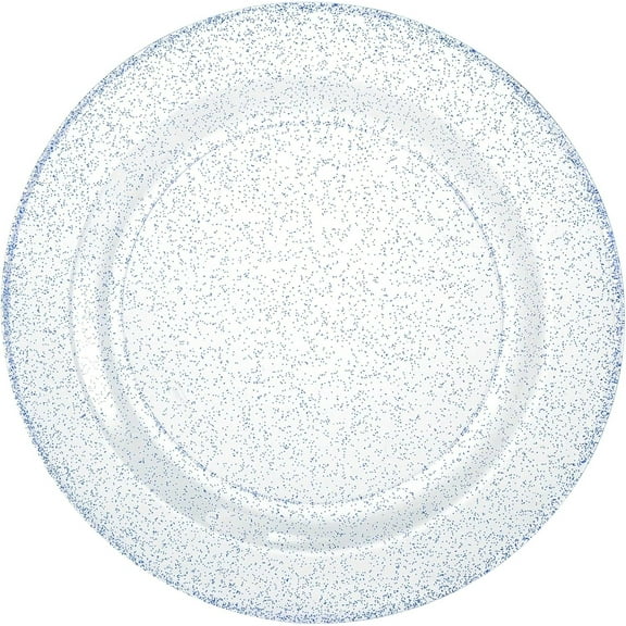 EcoQuality 10.25 Inches Blue Premium Plastic Round Dinner Plates with Glitter Design - Elegant Disposable Plates for Parties, Weddings, Events - Durable, Stylish, Reusable Tableware (100)