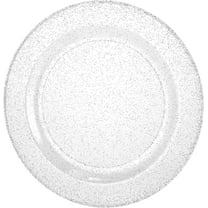 EcoQuality 10.25 Inches Silver Plastic Round Dinner Plates with Glitter Design – Elegant Disposable Plates for Parties, Weddings, and Events - Durable, Stylish, Reusable Tableware (10)