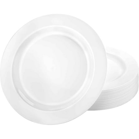 10.25 Inch Pearl White Round Dinner Plate – Elegant Disposable Plastic Dinner Plate for Weddings, Parties, Catering, and Buffets – Durable & Reusable Tableware – Food-Safe BPA-Free Design (120)