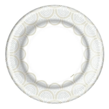 EcoQuality 10.5" inch Disposable Round Rays Plastic Serving Plates, China Like Party Plates, Heavy Duty Dinner Serving Plate, Platter, Weddings, Baby Showers, Catering, Non Toxic (18)
