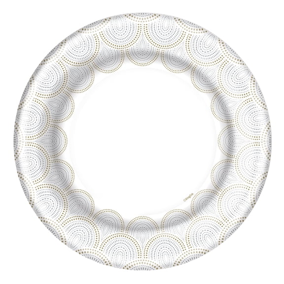 EcoQuality 10.5" inch Disposable Round Rays Plastic Serving Plates, China Like Party Plates, Heavy Duty Dinner Serving Plate, Platter, Weddings, Baby Showers, Catering, Non Toxic (18)