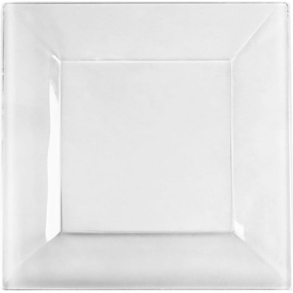 EcoQuality 10.75" inch Clear Square Plastic Plates - Disposable China Like Party Plates, Heavy Duty Dinner Plates, Salad Plate, Dinners, Dessert, Wedding, Serveware, Catering (50)