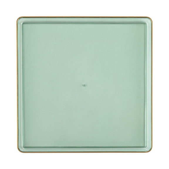 EcoQuality 10.75" inch Disposable Square Translucent Green Plastic Plates with Gold Rim, China Like Party Plates, Heavy Duty Dinner Plate, Salads, Weddings, Baby Showers, Catering, Non Toxic (20)