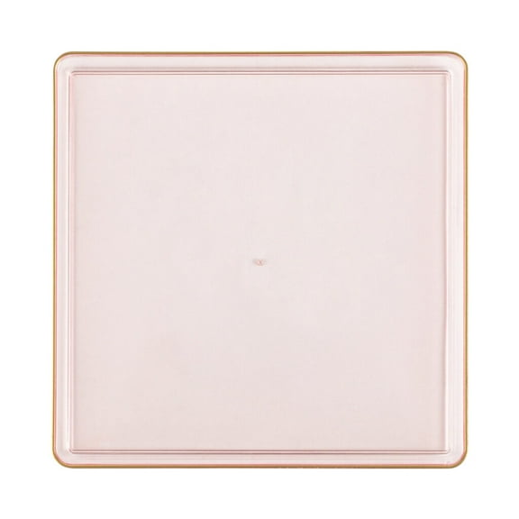 EcoQuality 10.75" inch Disposable Square Translucent Pink Plastic Plates with Gold Rim, China Like Party Plates, Heavy Duty Dinner Plate, Salads, Weddings, Baby Showers, Catering, Non Toxic (120)