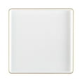 thumbnail image 1 of EcoQuality 10.75" inch Disposable Square Translucent White Plastic Plates with Gold Rim, China Like Party Plates, Heavy Duty Dinner Plate, Salads, Weddings, Baby Showers, Catering, Non Toxic (100), 1 of 4
