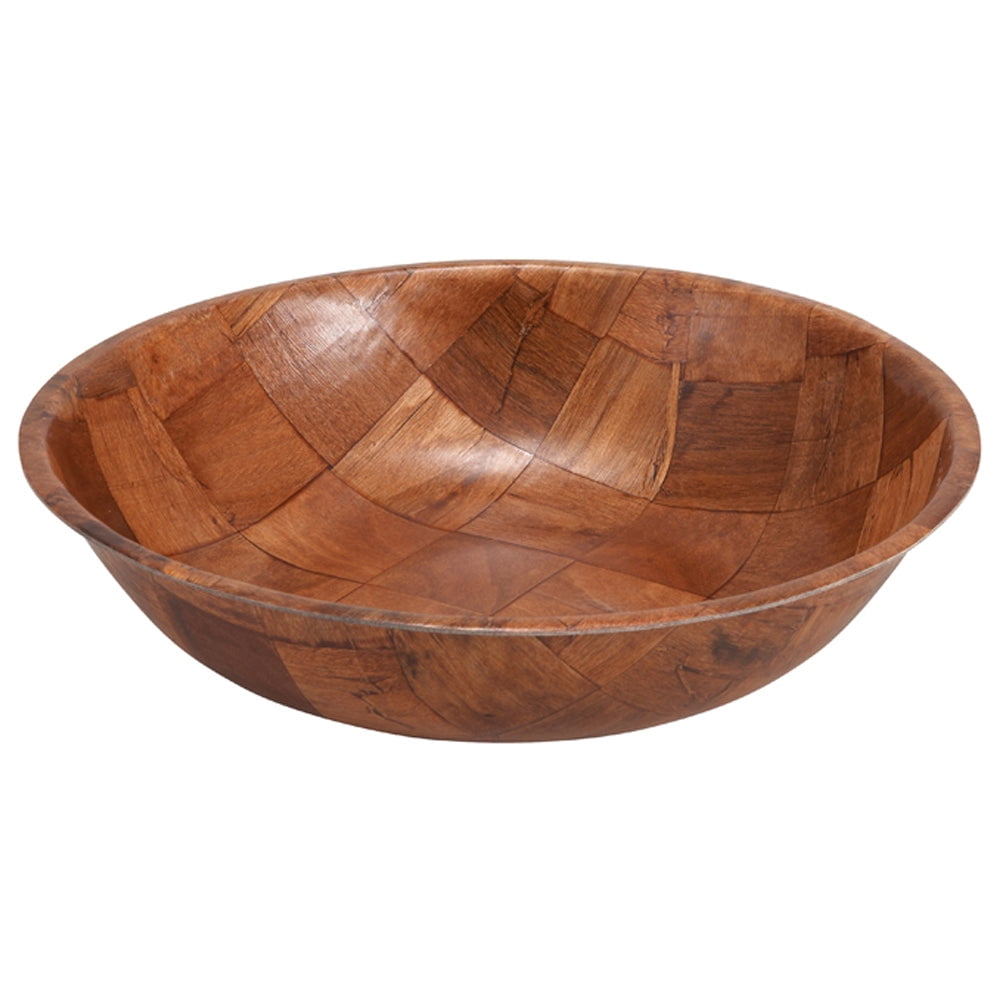 EcoQuality 10" Wooden Woven Mahogany Salad Dinnerware Bowls, Heavy Duty Wood Soup Bowls for Baby Showers, Weddings, Birthday Party (6)