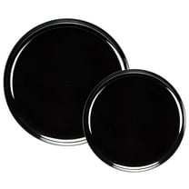 EcoQuality 10" inch and 8.6" inch Disposable Round Bespoke Black Combo Plastic Serving Plates, China Like Party Plates, Heavy Duty Dinner Serving Plate, Platter, Weddings, Baby Showers (20)