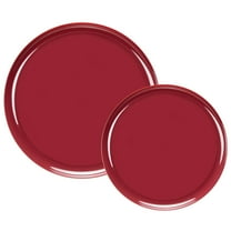 EcoQuality 10" inch and 8.6" inch Disposable Round Bespoke Cranberry Combo Plastic Serving Plates, China Like Party Plates, Heavy Duty Dinner Serving Plate, Platter, Weddings, Baby Showers (20)