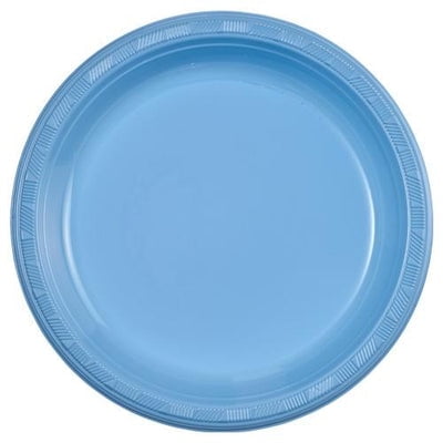 EcoQuality 10 inch Light Blue Round Plastic Salad Plate – Disposable Plate for Appetizers, Salads, Desserts, Parties, Catering, Weddings, Buffets, Everyday Use, Elegant Tableware for Events (600)