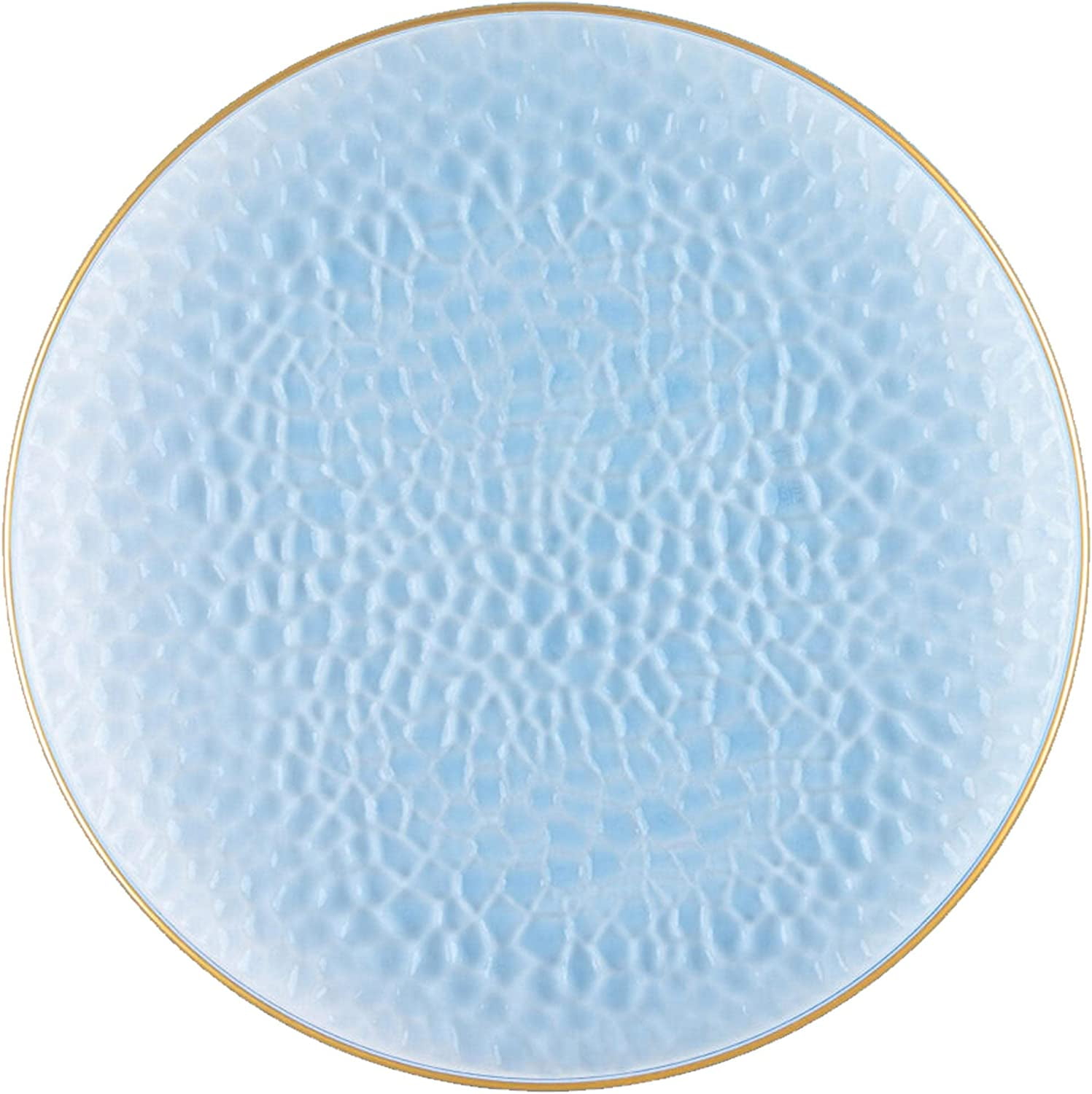 EcoQuality 10" inch Round Hammered Translucent Blue Plastic Plates with ...