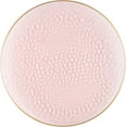 thumbnail image 1 of EcoQuality 10" inch Round Hammered Translucent Pink Plastic Plates with Gold Rim - China Like Party Plates, Heavy Duty Large Disposable Dinner Charger Salad Plate Weddings, Serveware (10 Pack), 1 of 3