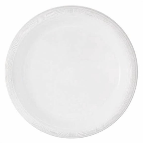EcoQuality 10 inch White Round Plastic Plate  Disposable Plate for Appetizers, Salads, Desserts, Parties, Catering, Weddings, Buffets, Everyday Use, Tableware for Events (8)