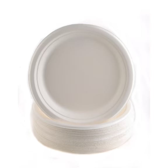 EcoQuality 100% Compostable 7-Inch Plates [200 Count] - Natural SugarCane Biodegradable Compostable Bagasse Bamboo Environmentally Friendly - Plates for Dessert, Appetizers, Birthdays, Microwavable