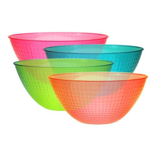 EcoQuality 100oz Neon Collection Assorted Color Pixel Bowl Party – Disposable Salad Bowl for Parties Catering Events Buffets Fruit Snacks and Table Displays (1)