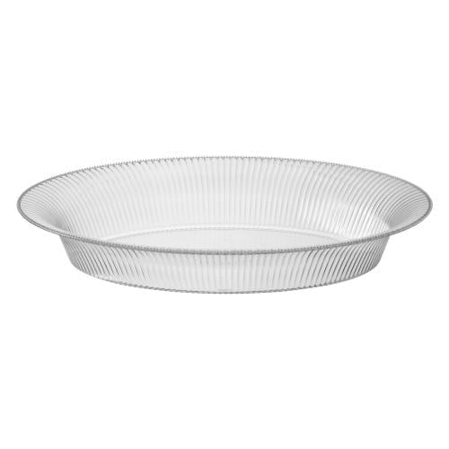 EcoQuality 11 x 16 Inch Clear Plastic Oval Serving Tray, Ridged Platter, Heavy Duty Catering Tray, (2)