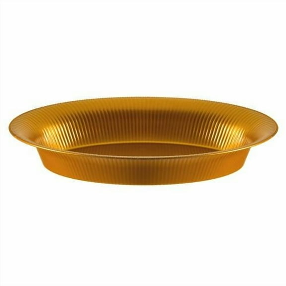 EcoQuality 11"x16" Ridged Gold Oval Bowl – China Like Party Plates, Heavy Duty Dinner Serving Plate, Platter, Weddings, Baby Showers, Catering (12)