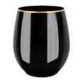thumbnail image 1 of EcoQuality 12 oz Black Plastic Stemless Wine Glasses with Gold Rim, Disposable Unbreakable Shatterproof Elegant and Reusable Wine Tumbler for Partys, Weddings, Ideal for Indoor or Outdoor Events (96), 1 of 2