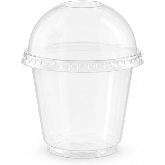 EcoQuality 12 oz Clear PET U-Shaped Cups with Dome Lids, 50 Pack