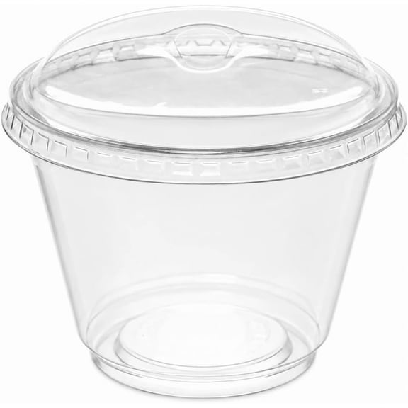 EcoQuality 12 oz Clear PET U-Shaped Cups with Sip Through Lids, 50 Pack