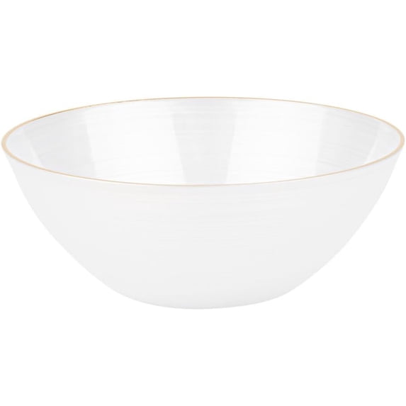 EcoQuality 12 oz Pearl White Plastic Round Bowls with Gold Rim - Disposable Plastic Soup Bowls, Heavy Duty Plastic Salad Bowls, Dessert Bowl for Baby Showers, Weddings, Birthday Party (20 Pack)