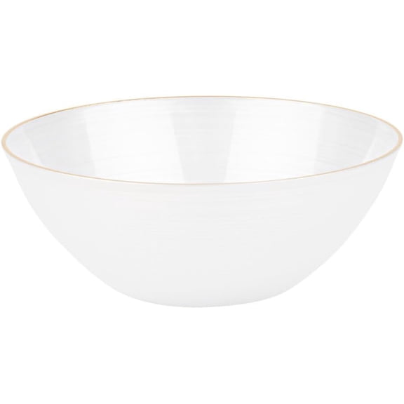 EcoQuality 12 oz Pearl White Plastic Round Bowls with Gold Rim - Disposable Plastic Soup Bowls, Heavy Duty Plastic Salad Bowls, Dessert Bowl for Baby Showers, Weddings, Birthday Party (90 Pack)