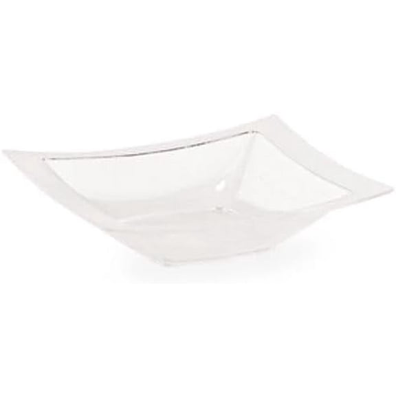 EcoQuality 12 oz Rectangle Clear Plastic Bowl - Elegant Disposable Serving Bowl for Weddings, Parties, and Special Events - Durable, Reusable Tableware - Perfect for Catering and Buffets (30)