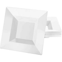 EcoQuality 12 oz White Pearl Square Plastic Bowl - Elegant Disposable Serving Bowl for Weddings, Parties, and Special Events Durable, Reusable Tableware Perfect for Catering and Buffets (20)