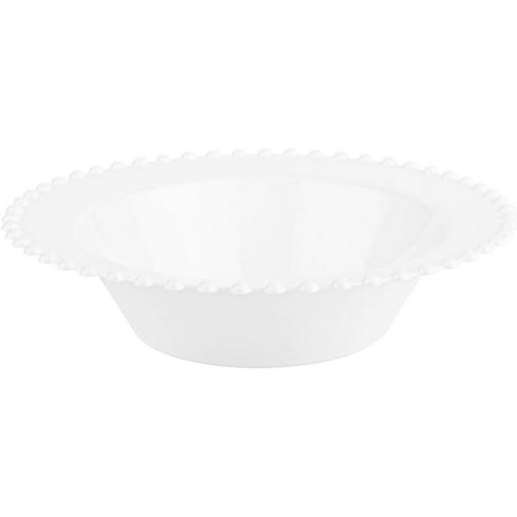 EcoQuality 12 oz White Plastic Round Bowls with White Beaded Rim - Disposable Plastic Soup Bowls, Heavy Duty Plastic Salad Bowls, Dessert Bowl for Baby Showers, Weddings, Birthday Party (10 Pack)