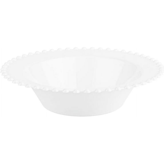 EcoQuality 12 oz White Plastic Round Bowls with White Beaded Rim - Disposable Plastic Soup Bowls, Heavy Duty Plastic Salad Bowls, Dessert Bowl for Baby Showers, Weddings, Birthday Party (120 Pack)