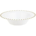thumbnail image 1 of EcoQuality 12 oz White Plastic Round Bowls with Gold Beaded Rim - Disposable Plastic Soup Bowls, Heavy Duty Plastic Salad Bowls, Dessert Bowl for Baby Showers, Weddings, Birthday Party (50 Pack), 1 of 3