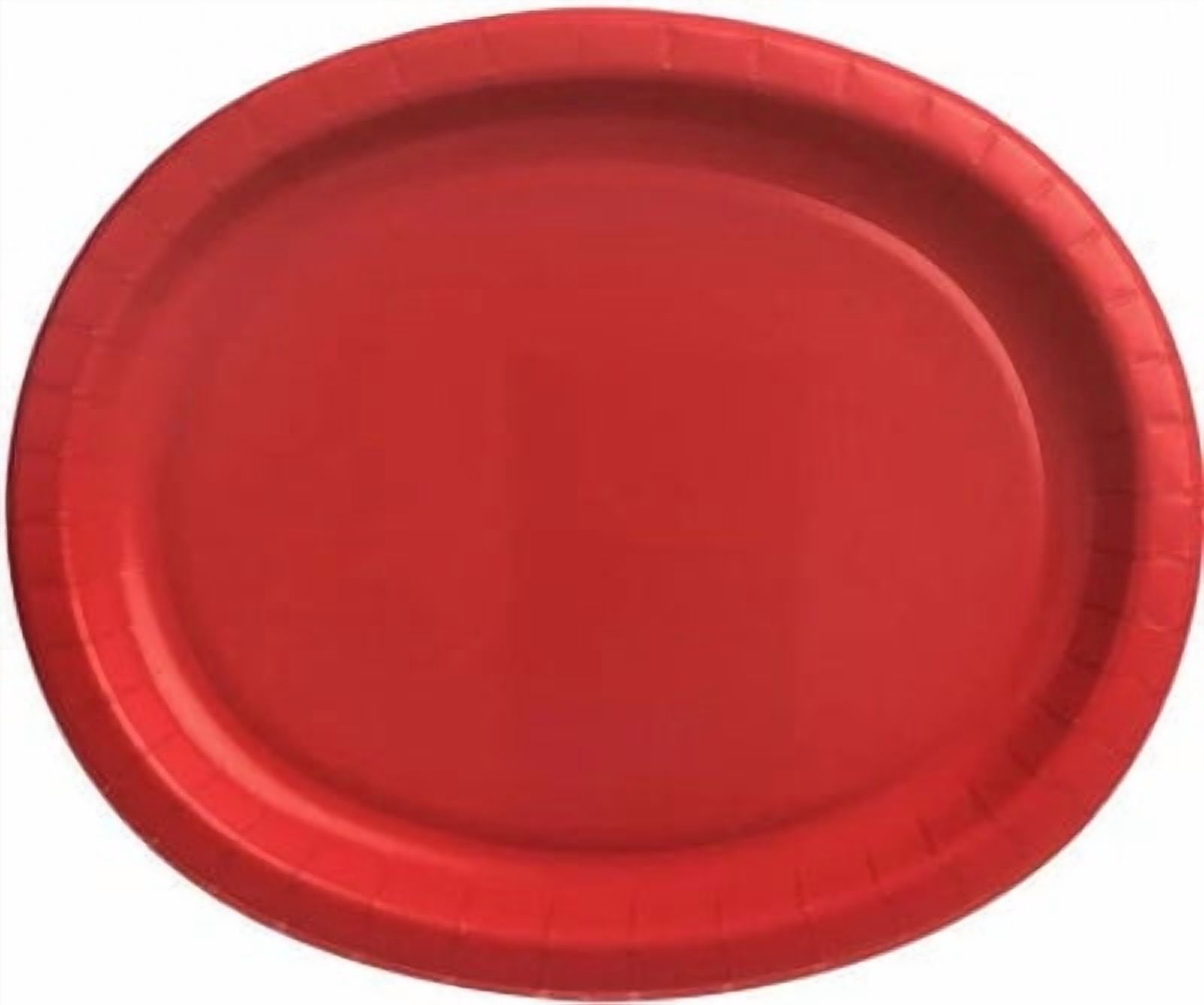 EcoQuality 12 x 10 Inch Red Oval Plastic Serving Plates, Disposable Party Plates (126)