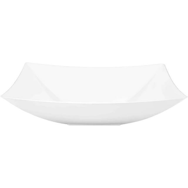 EcoQuality 128 oz Pearl White Rectangle Plate – Elegant Disposable & Reusable Plastic Plate for Appetizers, Desserts & Snacks – Sturdy, Tableware for Weddings, Parties, Catering & Events (25)