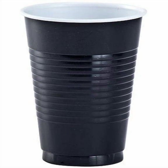 EcoQuality 12oz Black Plastic Cup - Disposable Clear Plastic Cups - Eco-friendly Cold Cups for Home, Office, Events, Wedding, Parties (120)