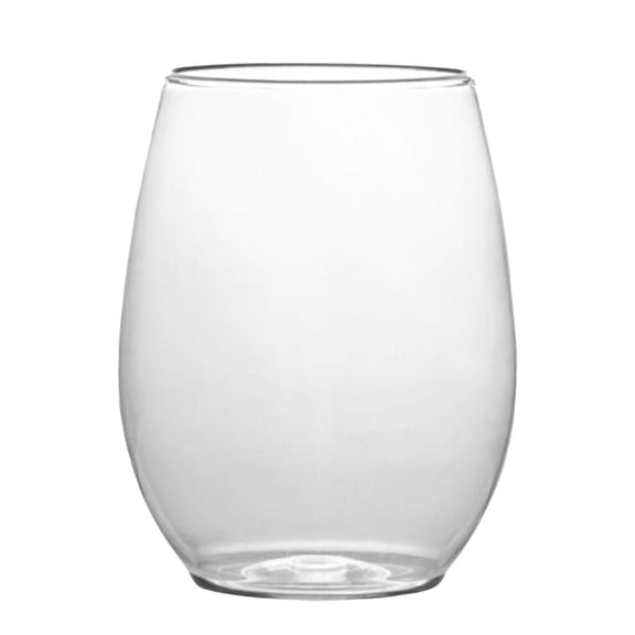 EcoQuality 12oz Clear Stemless Wine Cup - Disposable Clear Plastic Cups - Eco-friendly Cold Cups for Home, Office, Events, Wedding, Parties (36)