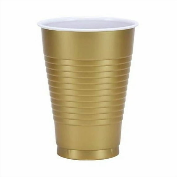 EcoQuality 12oz Gold Plastic Cup - Disposable Clear Plastic Cups - Eco-friendly Cold Cups for Home, Office, Events, Wedding, Parties (480)