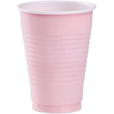 EcoQuality 12 oz Pink Plastic Party Cups, Disposable Cold Beverage Cups, Round Drinkware, 240 Pcs