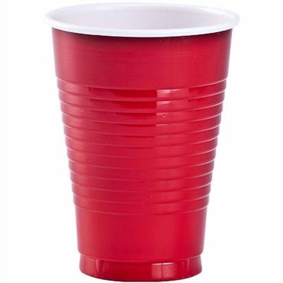EcoQuality 12oz Red Plastic Cup - Disposable Clear Plastic Cups - Eco-friendly Cold Cups for Home, Office, Events, Wedding, Parties (60)