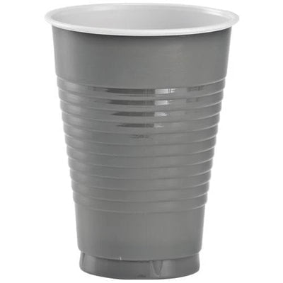EcoQuality 12oz Silver Plastic Cup - Disposable Clear Plastic Cups - Eco-friendly Cold Cups for Home, Office, Events, Wedding, Parties (120)