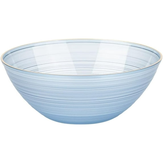 EcoQuality 12oz Translucent Blue Plastic Round Bowls with Gold Rim - Disposable Translucent Plastic Soup Bowls, Heavy Duty Salad Bowls, Dessert Bowl, Baby Showers, Weddings, Birthday Party (110 Pack)