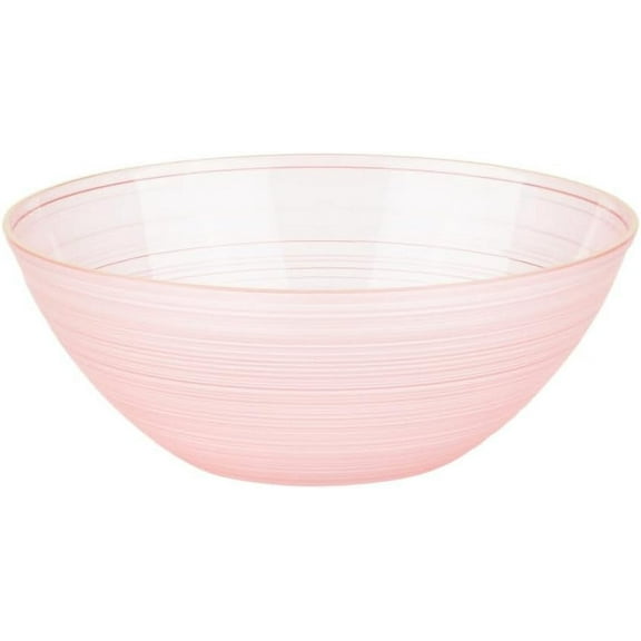 EcoQuality 12oz Translucent Pink Plastic Round Bowls with Gold Rim - Disposable Translucent Plastic Soup Bowls, Heavy Duty Salad Bowls, Dessert Bowl, Baby Showers, Weddings, Birthday Party (10 Pack)