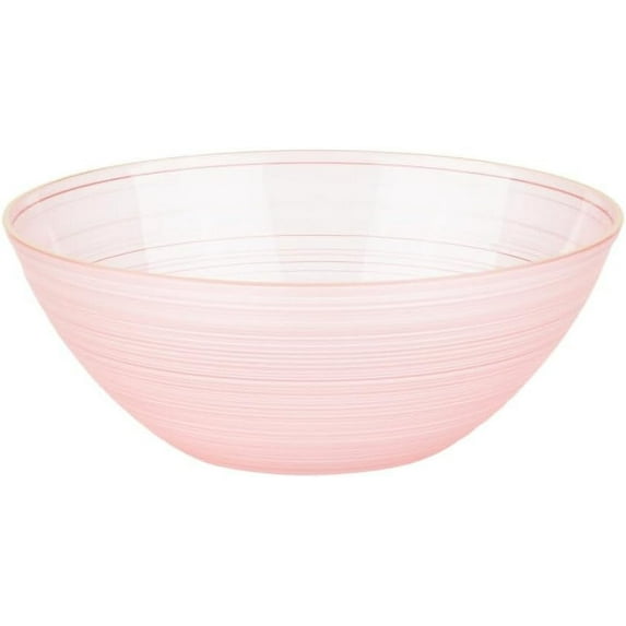 EcoQuality 12oz Translucent Pink Plastic Round Bowls with Gold Rim - Disposable Translucent Plastic Soup Bowls, Heavy Duty Salad Bowls, Dessert Bowl, Baby Showers, Weddings, Birthday Party (60 Pack)