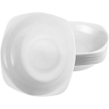 EcoQuality 12oz White Pearl Plastic Bowl - Elegant Disposable Serving Bowl for Weddings, Parties, and Special Events - Durable, Reusable Tableware Perfect for Catering and Buffets (10)