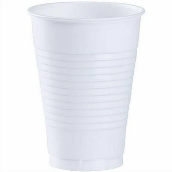 EcoQuality 12oz White Plastic Cup - Disposable Clear Plastic Cups - Eco-friendly Cold Cups for Home, Office, Events, Wedding, Parties (120)