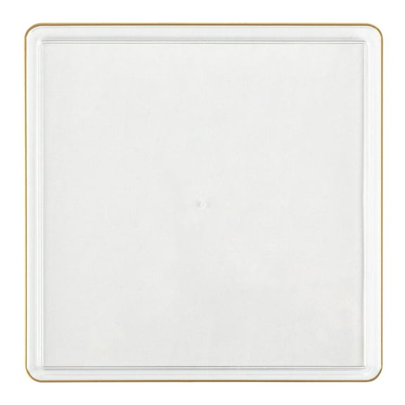 EcoQuality 13" inch Disposable Square Translucent Clear Plastic Plates with Gold Rim, China Like Party Plates, Heavy Duty Charger Plate, Dinner, Weddings, Baby Showers, Catering, Non Toxic (1)